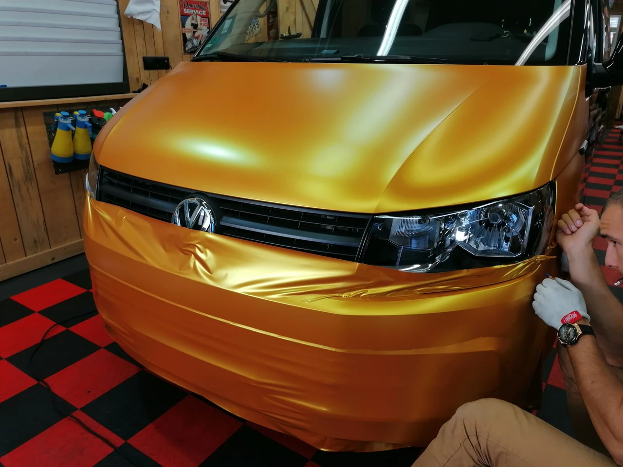 VW T6 Transporter Satin Gold Metallic Car Wrapping